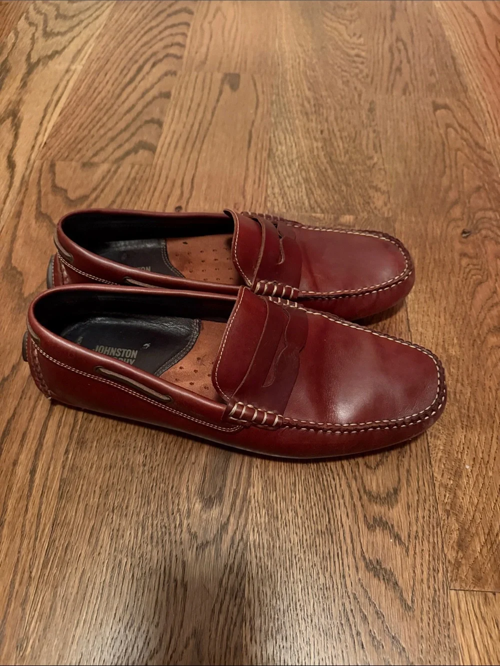 Johnston & Murphy Chestnut Brown Leather Penny Loafers - Men